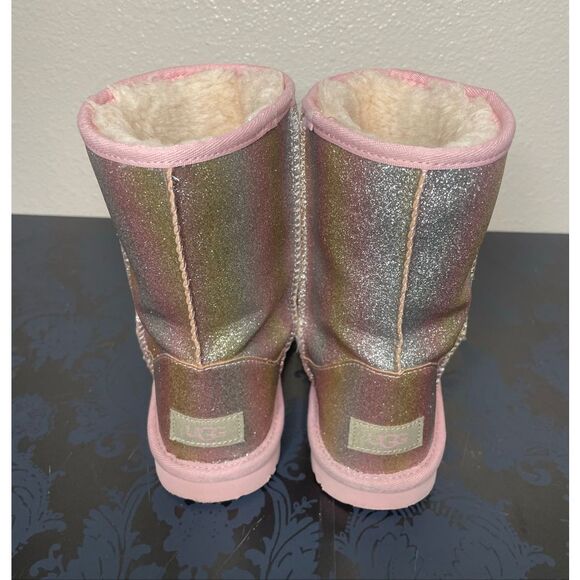 UGG Kids Classic II Glitter Boots Pink Size 4 - Picture 12 of 13